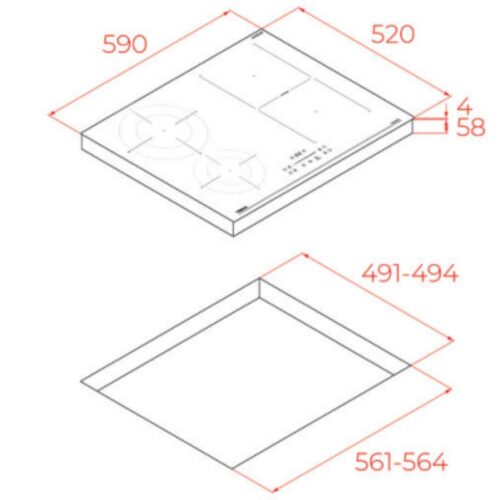 Bếp từ 4 vùng nấu Teka IBF 64210 SCG BK 112520056 3 kich thuoc bep tu 4 vung nau teka ibf 64210 scg bk 112520056