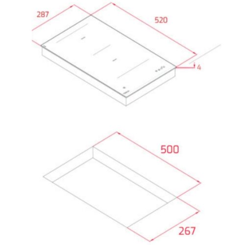Bếp từ domino 2 vùng nấu Teka VI2.1 SSM BK 112650007 3 kich thuoc bep tu domino 2 vung nau teka vi2 1 ssm bk 112650007