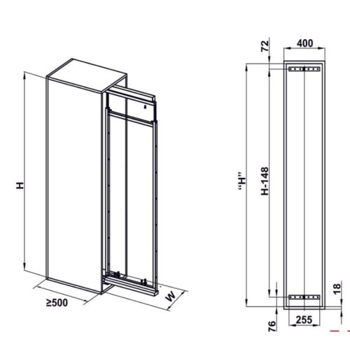Tủ đồ khô cánh kéo Dolce 400mm Hafele 548.65.005 2 kich thuoc tu do kho canh keo dolce 400mm hafele 548.65.005