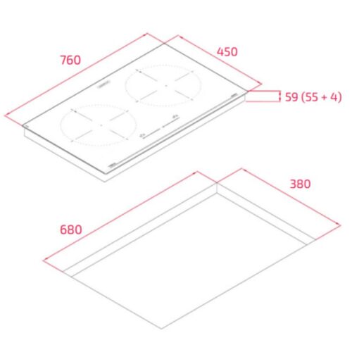 Bếp từ 2 vùng nấu Teka IZC 76220 SCG BK 112510053 2 kich thuoc bep tu 2 vung nau teka izc 76220 scg bk 112510053
