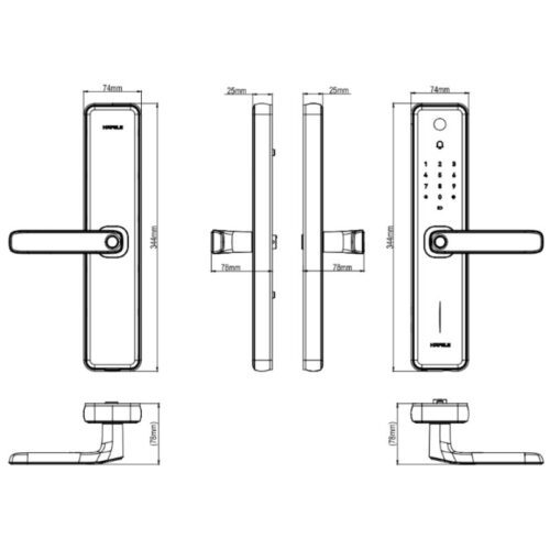 Khóa điện tử Hafele ZENITH - ML2501W 499.21.225 5 kich thuoc khoa dien tu hafele zenith ml2501w 499.21.225