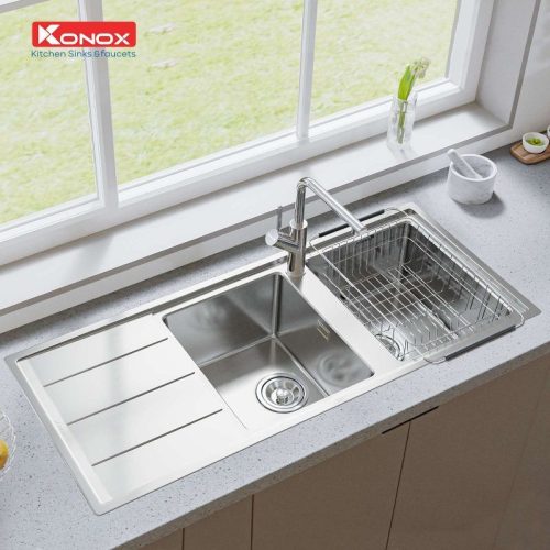 Chậu rửa bát Konox Turkey Beta 1160 Bàn trái 3 anh thuc te chau rua bat konox turkey beta 1160 ban trai