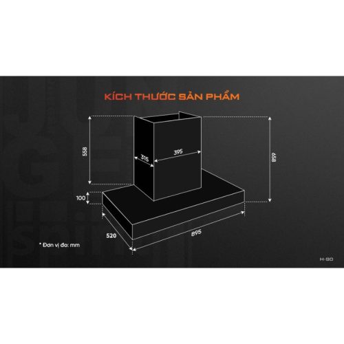 Máy hút mùi âm tủ Junger H-90 4 kich thuoc may hut mui am tu junger h 90