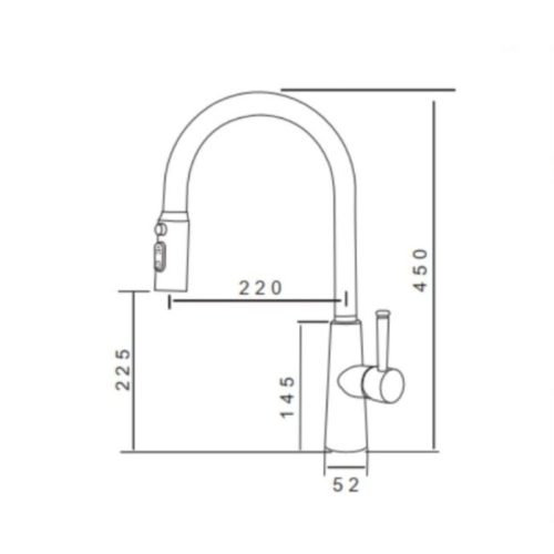 Vòi rửa chén nóng lạnh GrandX GXF03 3 kich thuoc voi rua chen nong lanh grandx gxf03