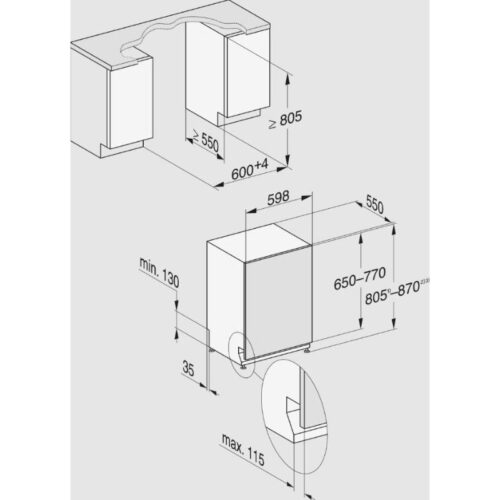 Máy rửa chén âm toàn phần Miele G 7790 SCVi K20 AutoDos 5 kkich thuoc may rua chen am toan phan miele g 7790 scvi k20 autodos