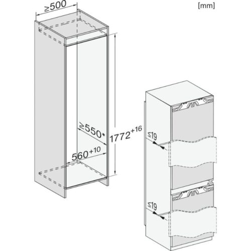 Tủ lạnh âm tường 2 ngăn - ngăn đá dưới Miele KFN 7744C 125 Gala 4 lap dat tu lanh am tuong 2 ngan ngan da duoi miele kfn 7744c 125 gala