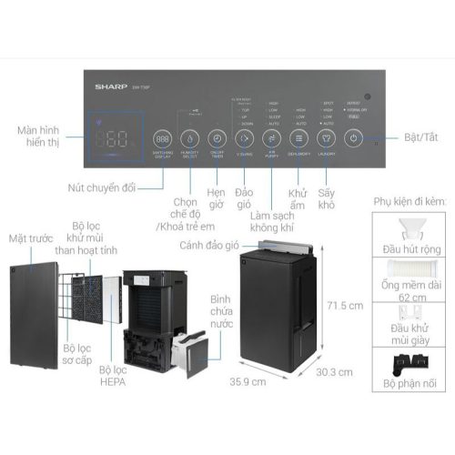 Máy hút ẩm Sharp DW-T30FV-H 6 kkich thuoc may hut am sharp dw t30fv h
