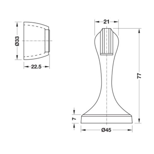 Chặn cửa nam châm Hafele 938.30.013 5 kich thuoc chan cua nam cham mau den hafele 938.30.013