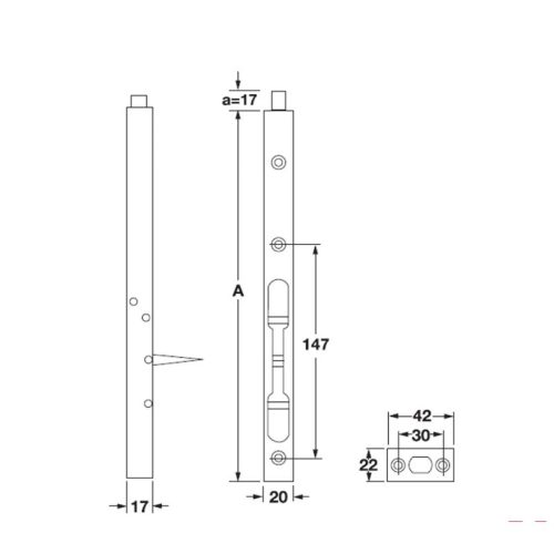 Chốt âm Hafele 911.62.687 5 kich thuoc chot am 450mm hafele 911.62.687