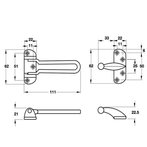 Chốt An Toàn Màu Crom Mờ Hafele 489.15.018 6 kich thuoc chot an toan mau crom mo hafele 489.15.018
