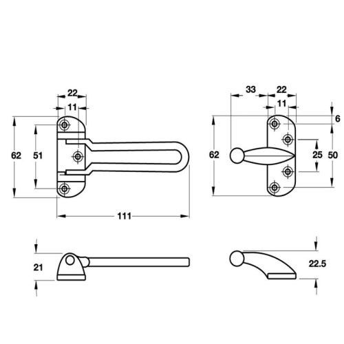 Chốt An Toàn Màu Đồng Bóng Hafele 489.15.002 3 kich thuoc chot an toan mau dong bong hafele 489.15.002