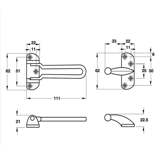 Chốt an toàn Hafele 489.15.001 4 kich thuoc chot an toan mau niken mo hafele 489.15.001