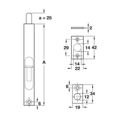 Chốt Cửa Âm 152mm Hafele 489.71.400 4 kich thuoc chot cua am 152mm hafele diy 489.71.400