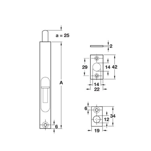 Chốt Cửa Âm 254mm Hafele 489.71.410 5 kich thuoc chot cua am 254mm hafele 489.71.410