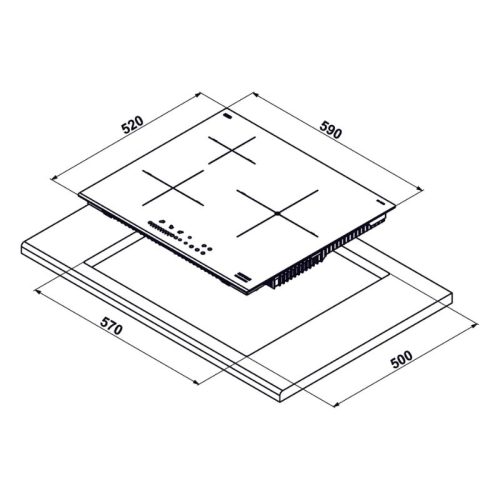 Bếp từ 3 vùng nấu Hafele HC-I6035B 533.09.961 3 size bep tu hafele 533.09.961