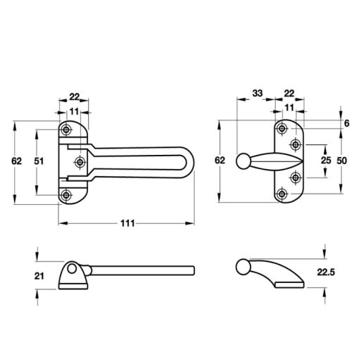 Chốt an toàn Hafele 489.15.002 2 size chot cua hafele 489.15.002