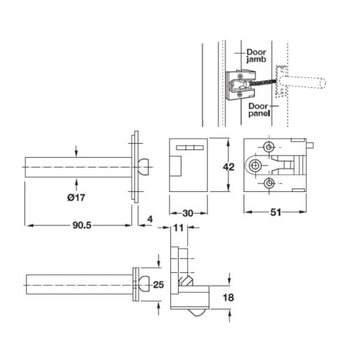 Chốt xích đồng Hafele 911.59.086 3 size chot xich dong hafele 911 59 086