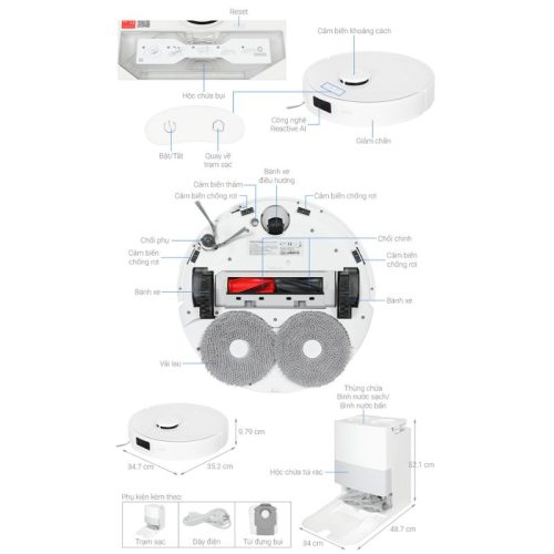 Robot hút bụi lau nhà Roborock Q Revo 5V1 - Trắng 6 size robot hut bui lau nha roborock q revo 5v1 trang
