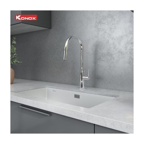 Vòi rửa bát dây rút Lasi Chrome 3 thuc te voi rua bat day rut lasi chrome