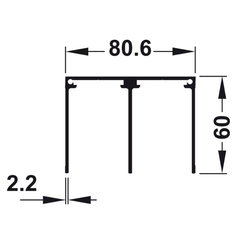 Cấu tạo Aluflex 80 ray đôi trên màu bạc 3m Hafele 403.75.385