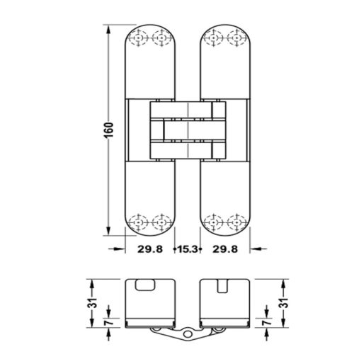 Bản lề cửa âm Hafele 927.91.634 4 Cấu trúc bản lề cửa âm Hafele 927.91.634