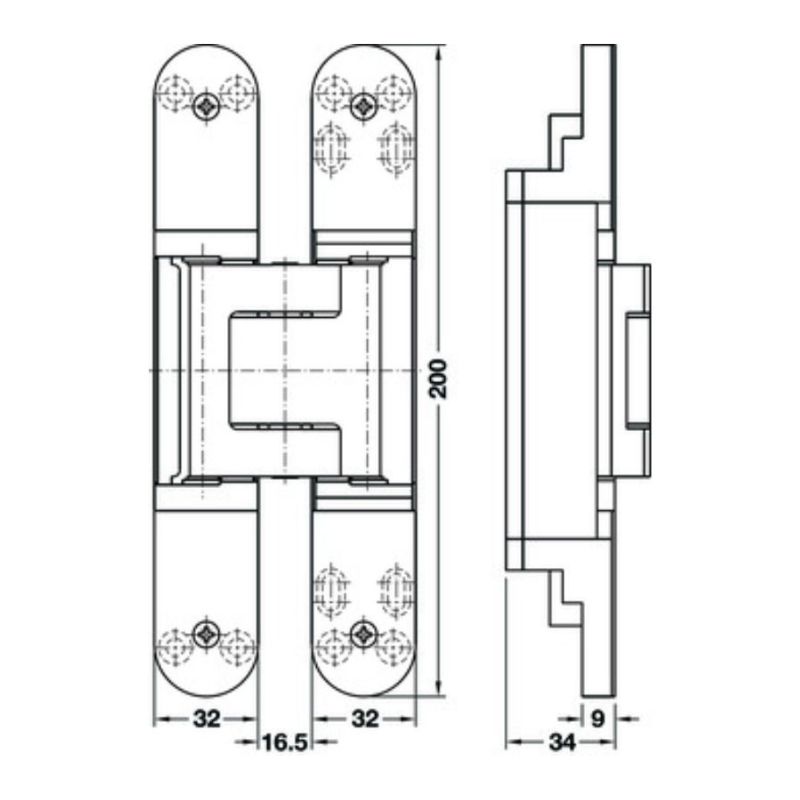 Kích thước Bản lề âm TE540 3D SSS Häfele 924.17.225 Kích thước Bản lề âm TE540 3D SSS Häfele 924.17.225