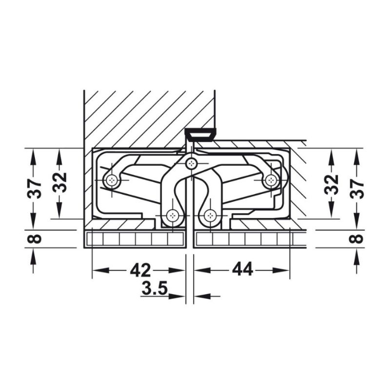 Kích thước Bản lề âm TE640 = KL, Inox mờ Hafele 924.17.504 Kích thước Bản lề âm TE640 = KL, Inox mờ Hafele 924.17.504