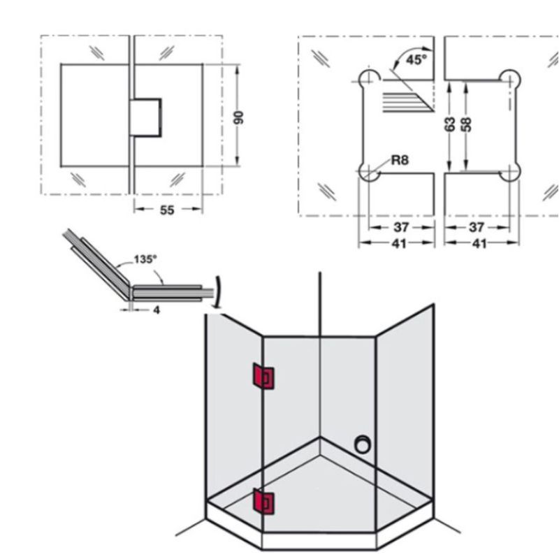 Kích thước Bản lề kính 135 độ Häfele DIY 499.05.806 Kích thước Bản lề kính 135 độ Häfele DIY 499.05.806