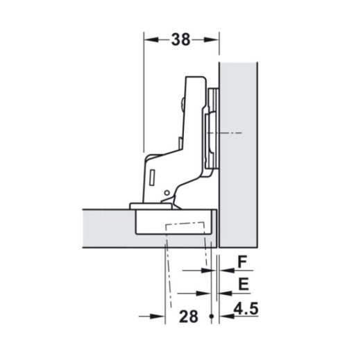 Kích thước Bản lề lọt lòng Metalla A 95º Hafele 311.81.506