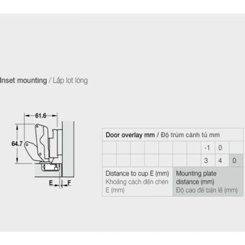 Kích thước Bản lề lọt lòng Metalla SM 165º Hafele 315.28.752