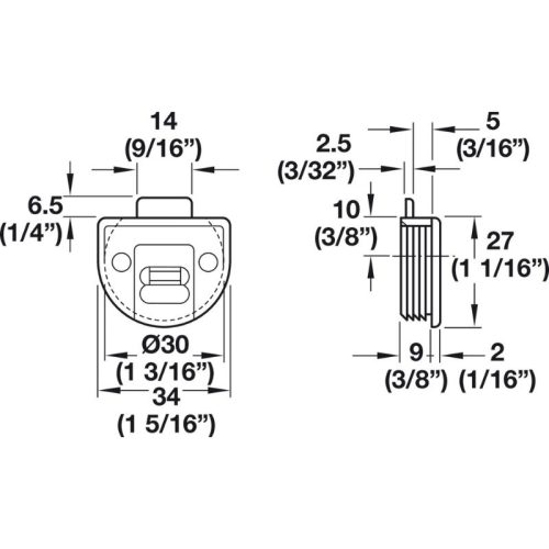 Bánh xe dẫn hướng Hafele 402.21.200 3 Kích thước bánh xe dẫn hướng Hafele 402.21.200