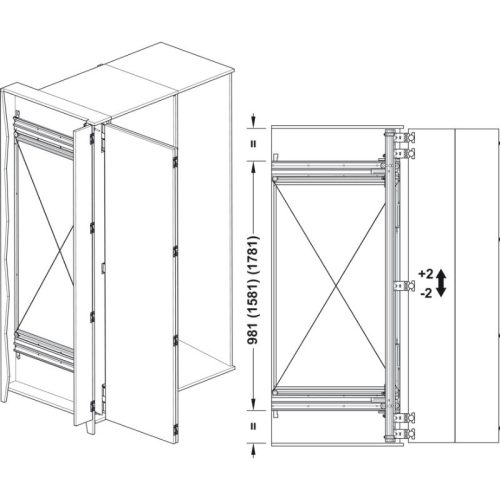 Cửa trượt xoay Hafele 408.45.013 3 Kích thước cửa trượt xoay Hafele 408.45.013