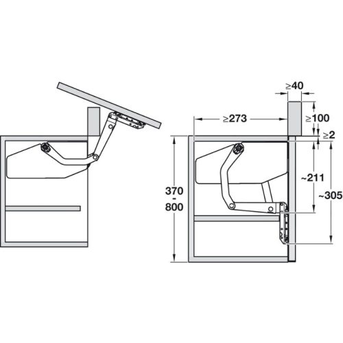 Phụ kiện tay nâng Hafele 372.34.612 5 Kích thước phụ kiện tay nâng Hafele 372.34.612