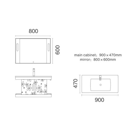 Kích thước bộ tủ chậu Gorlde GD535