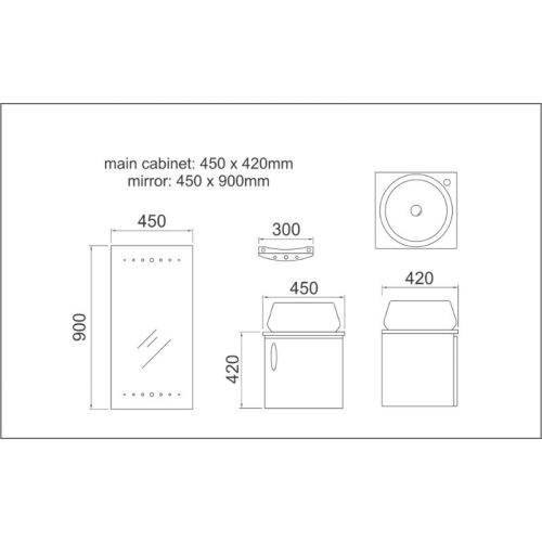 Kích thước bộ tủ chậu Gorlde GD584