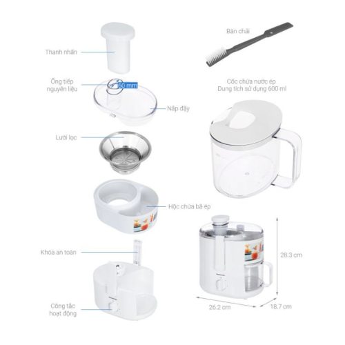 Máy ép trái cây Panasonic MJ-CS100WRA 5 Kích thước Máy ép trái cây Panasonic MJ-CS100WRA