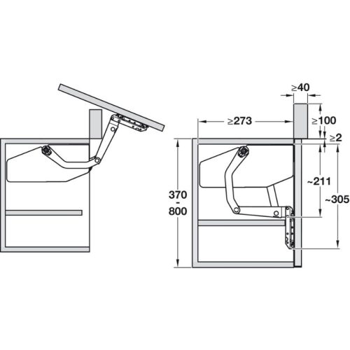 Bộ hộp lực Hafele 372.34.611 4 kich thuoc phu kien tay nang free swing hafele 372.34.611