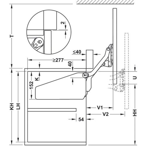 Phụ kiện tay nâng Hafele 372.33.632 5 Kích thước phụ kiện tay nâng Hafele 372.33.632