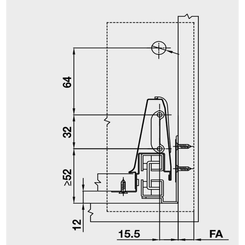 Kích thước ray hộp Hafele 552.77.781 Kích thước ray hộp Hafele 552.77.781