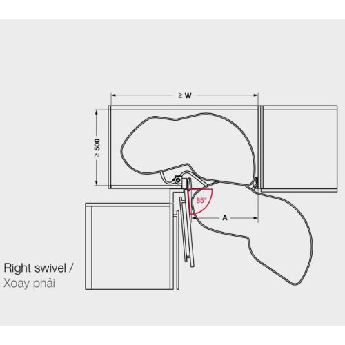 Kệ góc, mâm xoay Hafele 541.29.482 5 Kích thước kệ góc, mâm xoay Hafele 541.29.482