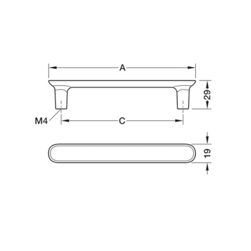 Kích thước Tay nắm Hafele 106.70.323 Kích thước Tay nắm Hafele 106.70.323