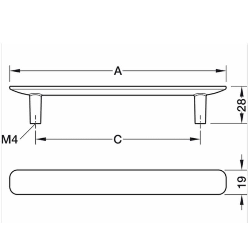 Kích thước Tay nắm Hafele 106.70.341 Kích thước Tay nắm Hafele 106.70.341