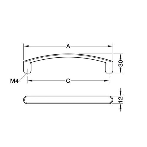 Tay nắm Hafele 106.70.521 4 Kích thước Tay nắm Hafele 106.70.521
