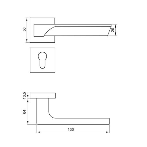 Tay nắm Hafele 901.76.620 cho cửa phòng 5 Kích thước Tay nắm Hafele 901.76.620