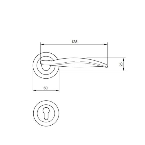 Kích thước Tay nắm cửa Hafele 901.79.706