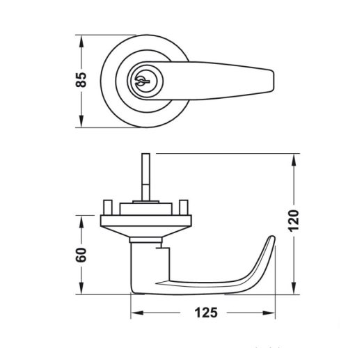 Tay nắm Hafele 911.56.055 cửa thoát hiểm 3 Kích thước Tay nắm Hafele 911.56.055