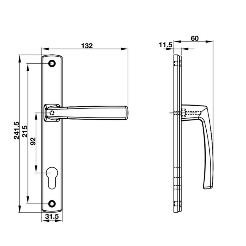Kích thước Tay nắm Hafele HL949CD-92 905.99.627 Kích thước Tay nắm Hafele HL949CD-92 905.99.627