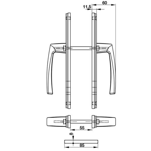 Tay nắm Hafele HL949CD-92 905.99.629 cửa nhôm 5 Kích thước Tay nắm Hafele HL949CD-92 905.99.629