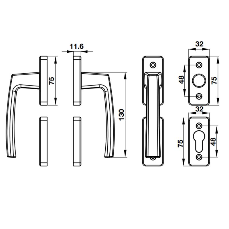 Kích thước Tay nắm Hafele HL949D 905.99.641 Kích thước Tay nắm Hafele HL949D 905.99.641