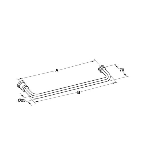 Kích thước tay nắm phòng tắm kính 450mm Hafele 903.12.361